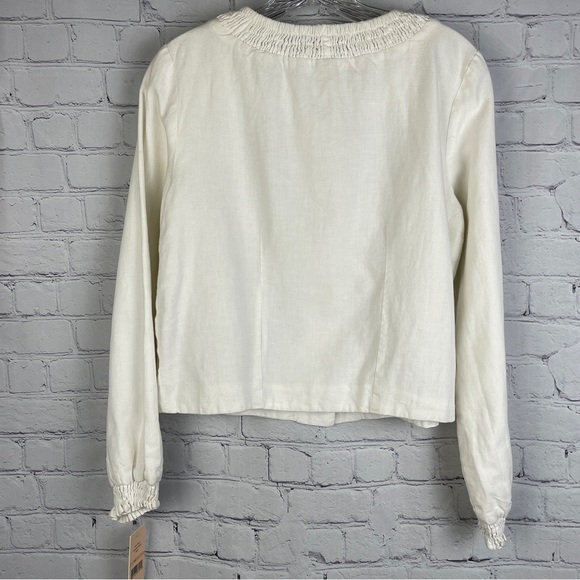 NANETTE LEPORE embroidered lined linen cotton boho lightweight jacket NEW size 2 - Picture 3 of 14